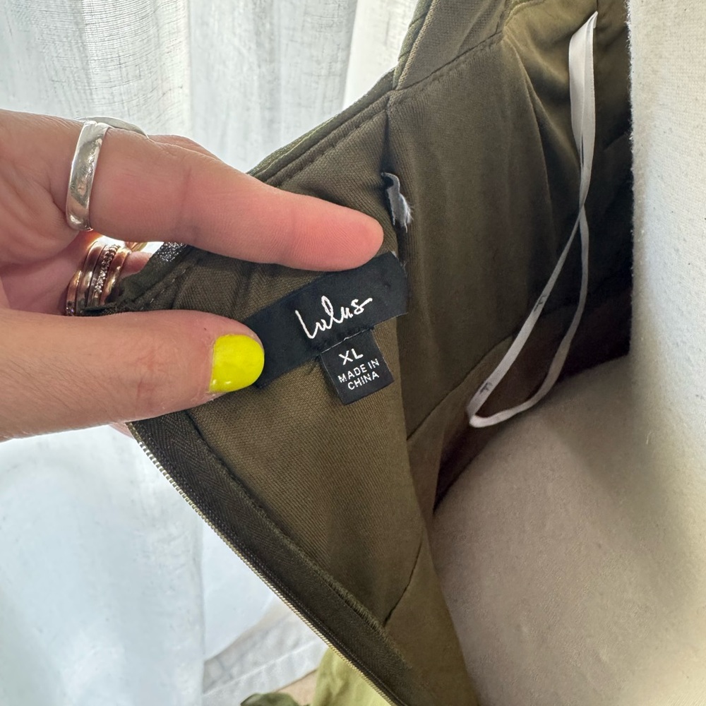 Lulus Olive Pleated Cross-Front‎ Maxi Dress XL - Picture 4 of 5